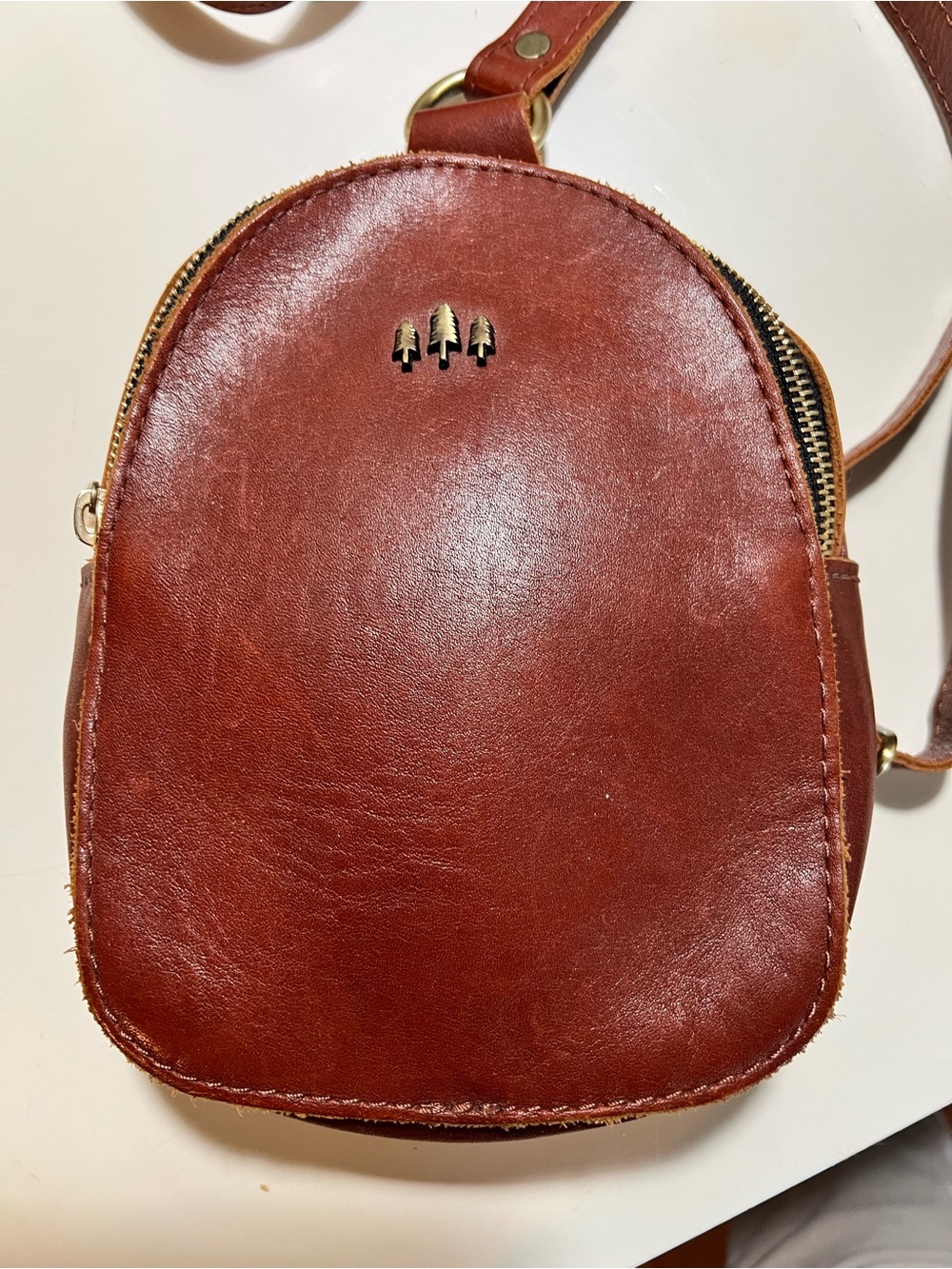 Portland Leather Sydney Sling bag from original drop in Chestnut. Smooth leather